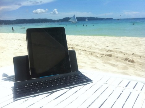 iPad on beach